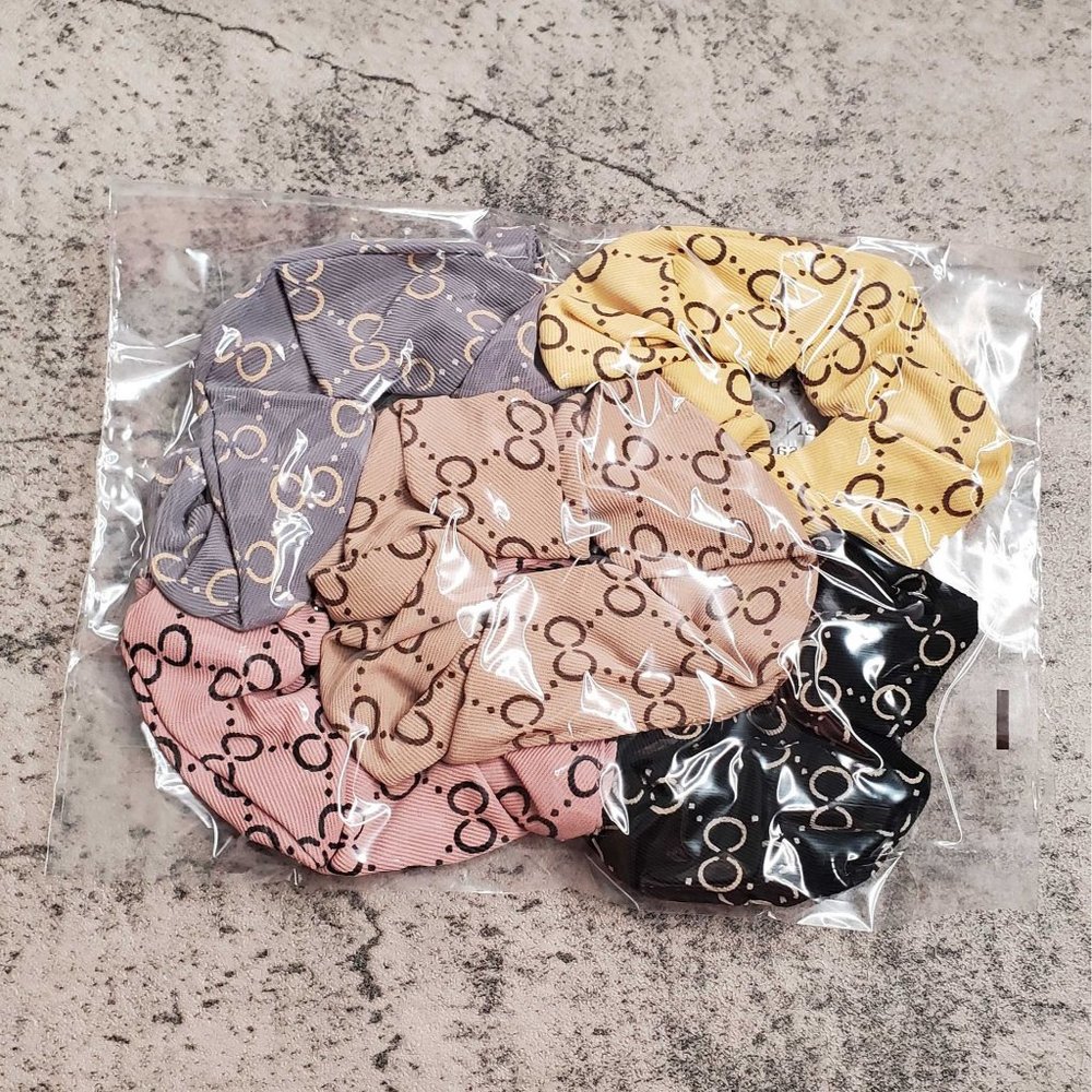 🎄3 FOR $20🎄 5 Celtic Couture CC Hair Scrunchies Black/Pink/Yellow/Grey/Tan - Picture 2 of 3
